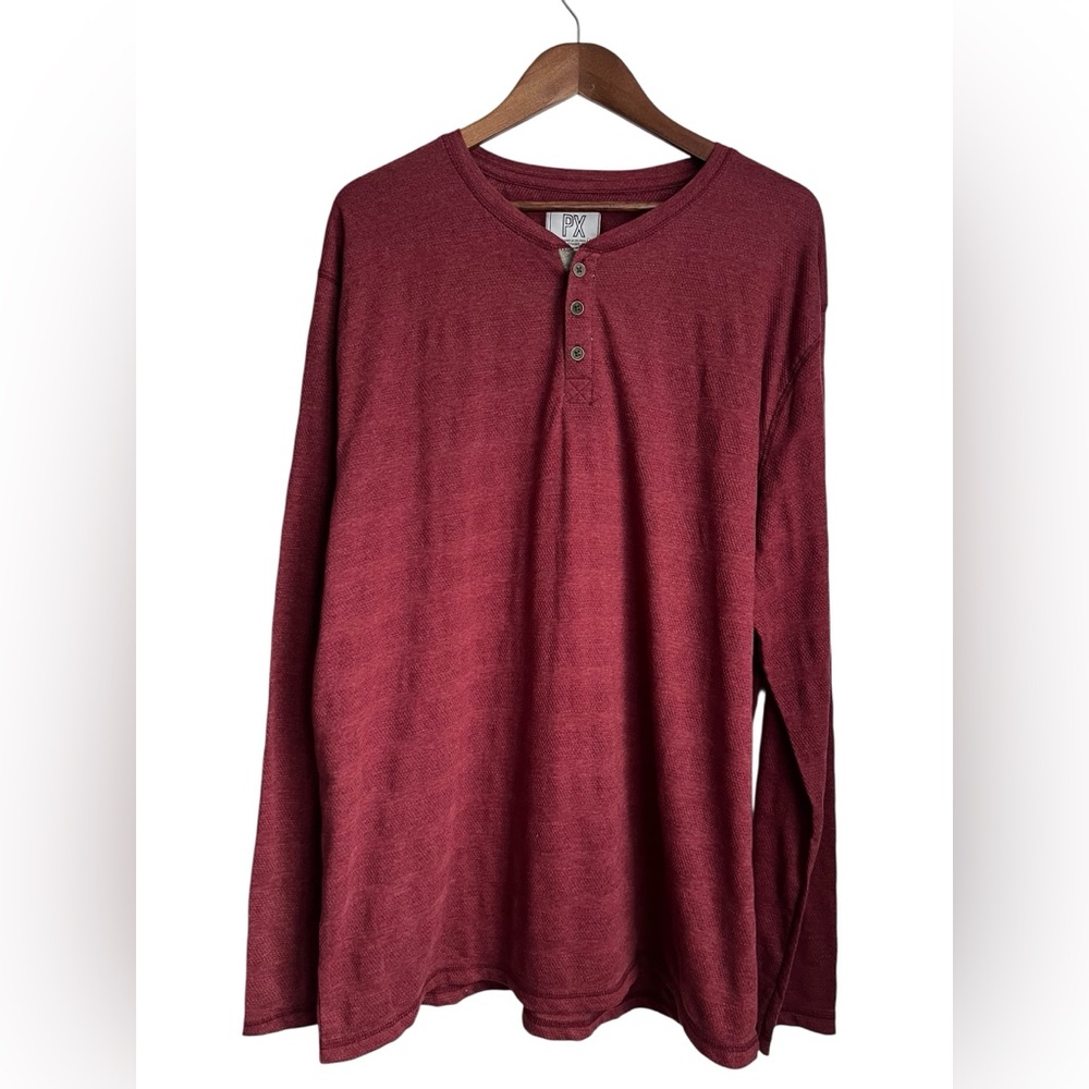 PX Clothing Maroon Henley Long Sleeve Shirt NWT - SZ: XXL